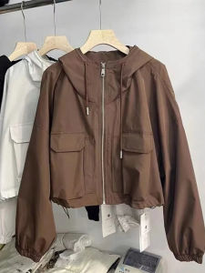 Loose Fitted Hooded Jacket Womens Spring Autumn New Style Workwear Short Top Small Size down Jacket Commute Polyester Fiber