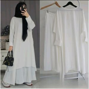 setelah sok + tunik tanpa kerudung Bahan crinkle Aiflow premium