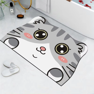 VIKAMA Cute Cat Diatom Mud Super Absorbent Mat Non-slip Toilet Mat Quick Dry Floor Mat Entrance Aisle Doormat Home Decor Rug
