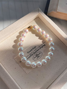 14K Gold Plated Akoya Colorful Pearl Bracelet Elastic Rope Baroque Style Fashionable Luxury Small Niche Design Jewelry