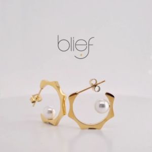 Blief Plus+ QPP Pearl Studs Earrings Classic 24 Karat Gold or Medical Grade Stainless Steel Subang Telinga