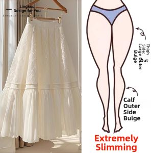 NUMEN BUTTON | Elegant White Princess A Line Skirt