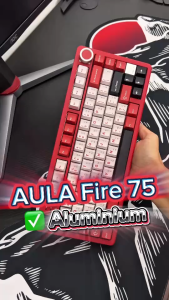 AULA FIRE75 Aluminum Gasket Tri-mode RGB 75% Mechanical Keyboard คีย์ไทย/Eng | Flaming PurpleCaramel Latte Switch | รับประกัน 2 ปี(เปลี่ยนใหม่)