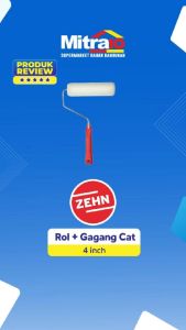 Zehn Rol Cat + Gagang Cat Polyester Putih 4 Inch