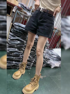 High Waist Wide Leg A-Line Shorts Womens Casual Loose Fit Thinming Small Size Hot Pants Cotton Blend Autumn Thin Denim Shorts