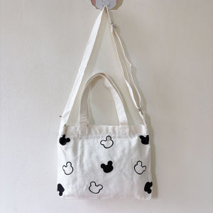 With Zip Canvas Bag Handbag Eco-friendly Bag Korean Style Loose Shoulder Messenger Bag Portable and Simple Shopping Bag Small Bag