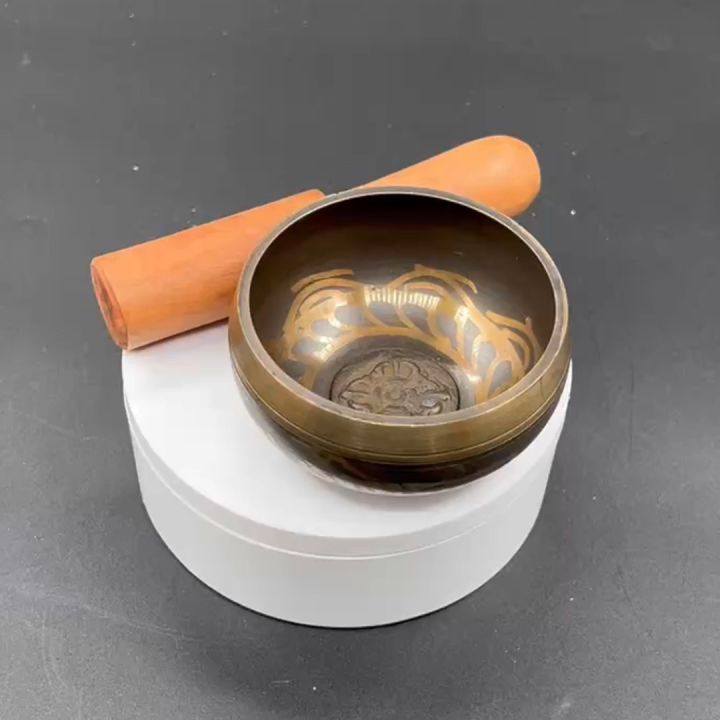 Nepal Handmade Brass Tibet Buddha Chanting Bowl 8.5cm Chime Therapy