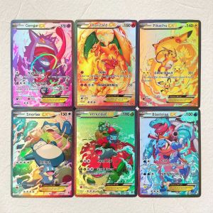 M&G |  6pcs Gengar Charizard Pikachu EX Cards DIY Holographic Foil Texture CardPerfect Condition Premium Anime Collection Card