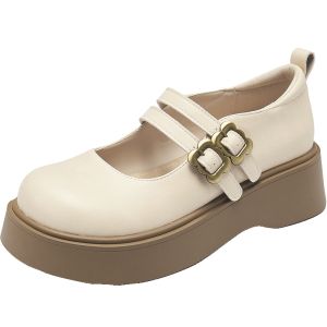 Agsdon | Thick Sole Mary Jane Single Shoes White