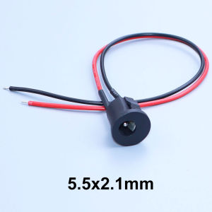 YanXi 5.5x2.1mm 5.5x2.5mm Convenient Snap Type DC Power Jack Socket Female Panel Mount Connector Port With 20cm Wire Cable DIY