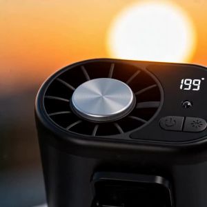 Quạt Treo Eo Bằng Nhôm Có Đèn Pin LED 199 Tốc Độ Gió Có Thể Điều Chỉnh Máy Nén Đá Làm Mát Di Động Cho Công Việc Cắm Trại Ngoài Trời