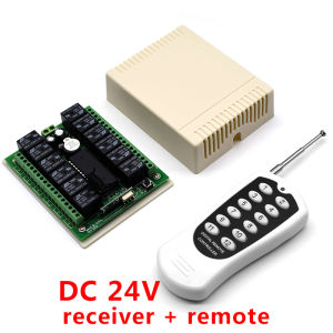 12 Way Wireless Remote Switch Control 12V/24V DC Motor Lighting Relay Board Module with 433MHz 12CH RF Controller