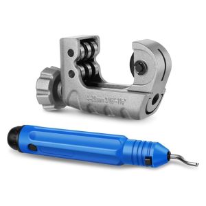 Copper Pipe Cutter Tool 3/16" to 1-1/8" (4-28mm) with Deburring Tool for Copper Alum Stainless Steel Tight Spaces Close Quarters