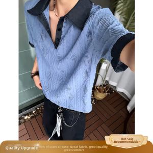 OUMULONG | Mens Stylish Breathable Polo Shirt Short Sleeves