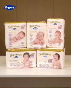 Skinature by Drypers Baby Diapers NB66/ S58/ M44/ L38/ XL32 (4 Packs)