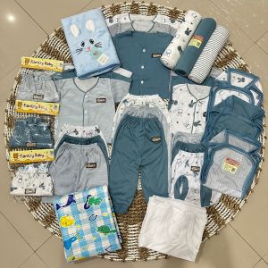 perlengkapan bayi baru lahir 50pcs seri biru denim SNI