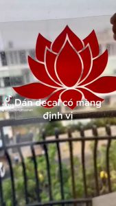 Combo 2 Hoa Sen decal màu đỏ và màuvàng dán kính dán xe bàn thờ ... có màng định vị rất để dán chống nước 100%