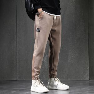 ROMON | Romon Fleece Lined Sweatpants Thickened Casual Sporty Sheepskin Long Trousers Loose Fit Youthful Popular Winter Wear For Men