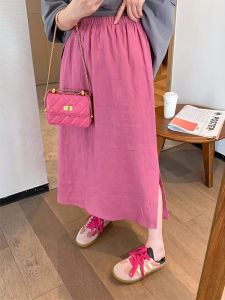 Lightweight Loose Fit Midi Skirt in Magenta for Women Chinese Style Simple Design Mulberry Silk Casual Summer Skirts