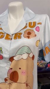 Đồ bộ pijama nữ CAPYBARA mặc nhà ANH MỸ nữ dễ thương lụa xước bigsize 40-75kg tay ngắn quần dài SP0332