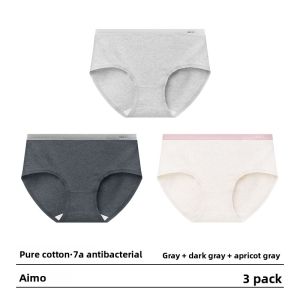 AIMO | Large Size Womens Underwear Pure Cotton Antibacterial Thin Triangle Pants Seamless Mid Waist Comfortable Breathable Briefs