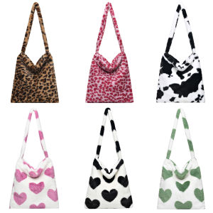 MOJOYCE Fashionable Vintage Womens Tote Crossbody Bag Plush Winter Shoulder Bag with Spacious Design
