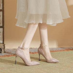 French High Heels Womens Small Size 313233 Wedding Shoes Buckle Plus Size 43 Pointed Toe Bridesmaid Shoes Daily Wearable Flats