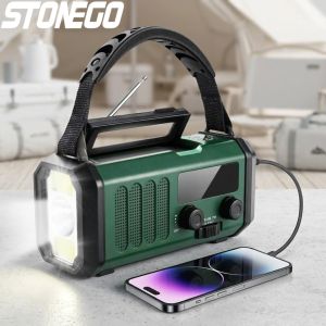 10000mAh Solar Crank Portable AM FM Radio USB C Charger Flashlight SOS Alarm Compass Emergency Outdoor Survival Gear