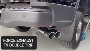 4WD FORCE 4x4 FORD RANGER T9 DOUBLE TWIN SIDE CARBON MUFFLER EXHAUST PIPE SET SINGLE TRIP EXHUAST SET 2023 HKS BRD