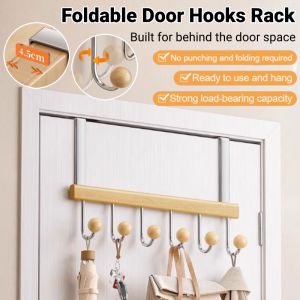 Foldable Door Back Hooks Hanger Rack Drill-Free Wall Hook Bedroom Over Door Organizer 门后挂钩置物架