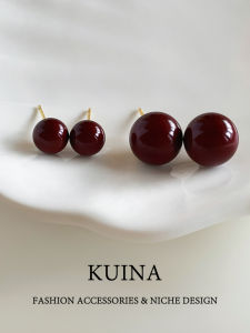 kuina | Vintage Wine Red Simple and Unique Earrings