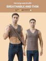 Men's Thermal Vest Autumn and Winter Fleece-lined Thickened Slim-Fit Innerwear Seamless Bottoming Shirt Dralon Silk Wool Vest. 