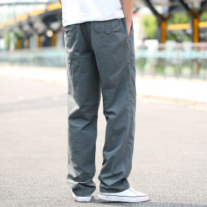 Fall Work Pants Mens Loose Casual Long Trousers Outdoor Sports plus Size Solid Color Business Casual Khaki Cotton Polyester