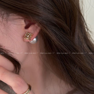 French Exaggerated Large Pearl Earrings Womens Fashionable Elegant Vintage Ear Jewelry Lightweight Luxury Sensation