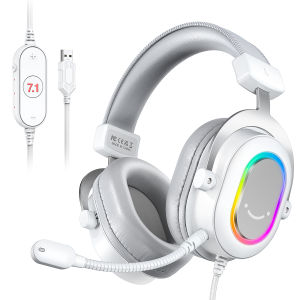 FIFINE | FIFINE RGB Gaming Headset with 7.1 Surround Sound/3-EQ/MICOver-ear Headphone with In-line Control for PC PS4 PS5 Ampligame-H6W