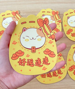 Combo 6 bao lì xì tết - Bao lì xì ép nhũ kim cao cấp mèo thần tài LỘC VÀNG - có sẵn tại HCM