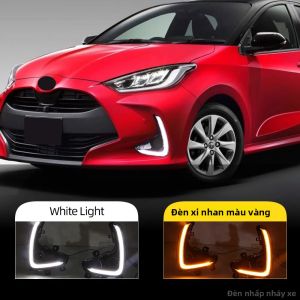 Bộ Đèn LED Chạy Ban Ngày 2 Chiếc DRL Cho Toyota Yaris Vios 2020-2022 Xi Nhan Động Màu Vàng Có Rơle Đèn Chạy Ban Ngày DRL