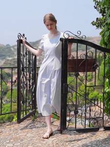 XIANGYING | Flounce Sleeve Holiday Style A-line Waist-defining Dress