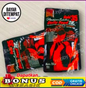 pakan 4.4 ams american selection gold 35 daily food 2nd step jenis butiran kasar Isi 250 gram murai Kacer pentet bikin gacor rajin berkicau sehat termurah murah meriah murah banget terlaris laris manis laku banget