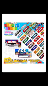 NEW UPDATES & MIX DESIGNS Personalized Name Tag with Your Favorite Character No Lace