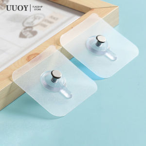 UUOY 10/20PCS Self Adhesive Nails Wall Picture Hangers Without Nails Wall Hooks for Hanging 11 lbs Reusable Clear Photo Hook Heavy Duty Sticky Hooks Seamless Reusable Hook for Bathroom Shower