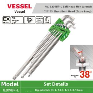 Vessel | Extended Ball Head Hard Magnetic Hex Key Set