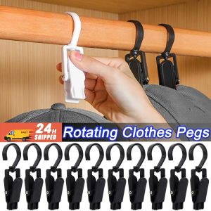 10Pcs Rotatable Mini Clothes Clips Windproof Plastic Clothespins Wardrobe Laundry Storage Clamp for Caps Socks Towel