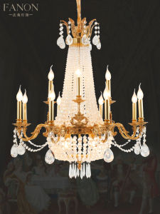 French Style All Copper Crystal Ceiling Light Romantic Luxury Villa Double Story Staircase Chandelier Living Room Lighting