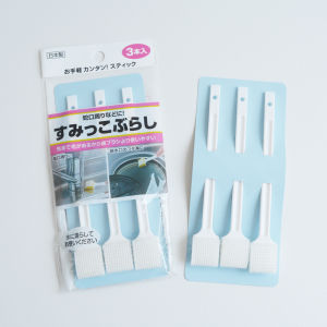 Mini White Gap Brush Set of 3 for Bathroom Sink Drainage Groove Cleaning Household Personal Hygiene Tools Plastic Handle