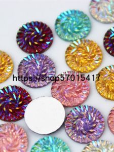 เรซิ่น AB ทรงกลมขนาด 14 มม ก้นแบน สำหรับเจาะรู ทำเครื่องประดับ DIY อุปกรณ์ทำเครื่องประดับแฟชั่นทำมือ วัสดุทำเครื่องประดับแฟชั่น อุปกรณ์ตกแต่งเสื้อผ้า