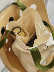 Large Capacity Canvas Shoulder Bag Womens Handbag 2024 New Style School Supplemental Bag Summer Tote Bag Casual Leisure