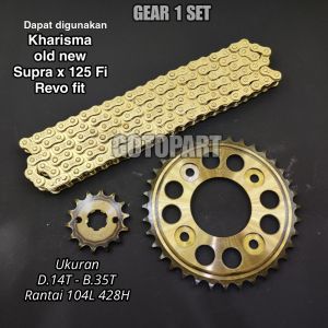 Gear gir set Kharisma Supra x 125 Revo fit gearset girset gigi tarik rantai roda model sss Kharisma