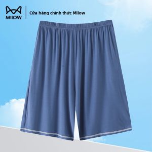 Quần ngủ MiiOW cho nam làm  vải cotton thoáng khí thoải mái mỏng nhẹ màu trơn