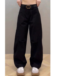 Elegant Niche Plus Size Slim Wide Leg Denim Trousers